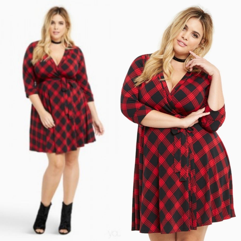 Plaid Print Wrap Dress from Torrid Sz 5/28W
